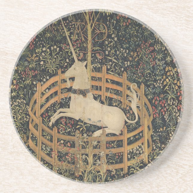 The Unicorn in Captivity, Medieval Tapestry  Coaster (Front)