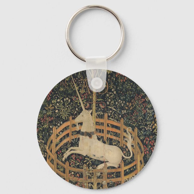 The Unicorn in Captivity, Medieval Tapestry  Keychain (Front)