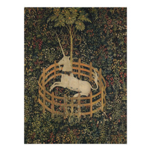 The Unicorn in Captivity, Medieval Tapestry Poster