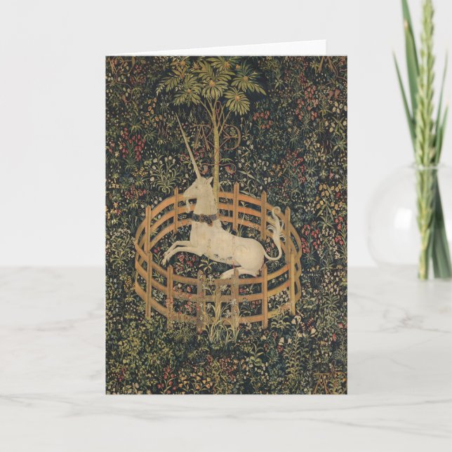 The Unicorn in Captivity, Medieval Tapestry  Thank You Card (Front)
