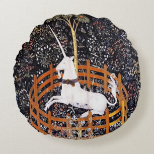 The Unicorn in Captivity Round Pillow