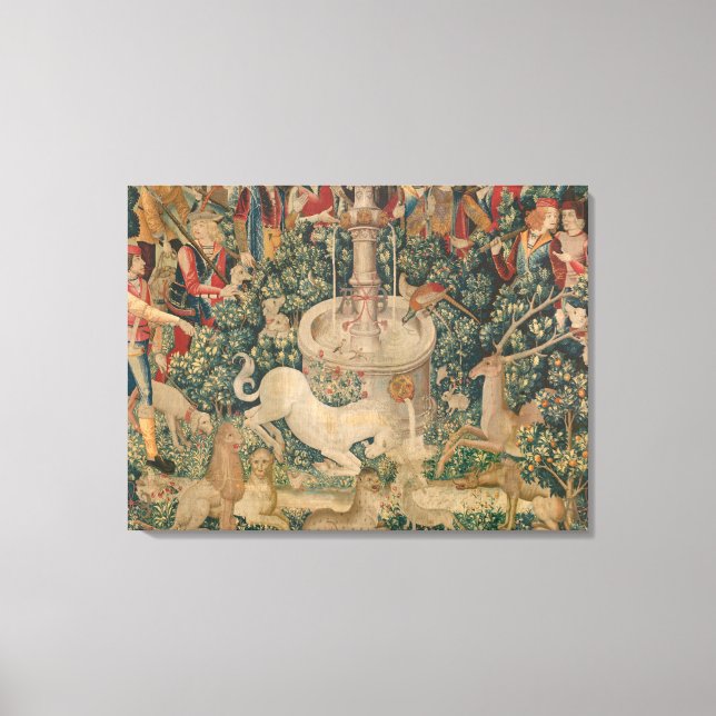 The Unicorn is Found, Medieval Tapestry Canvas Print (Front)
