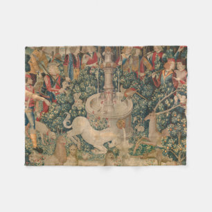 The Unicorn is Found, Medieval Tapestry Fleece Blanket