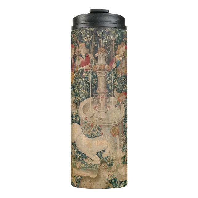 The Unicorn is Found, Medieval Tapestry Thermal Tumbler (Front)