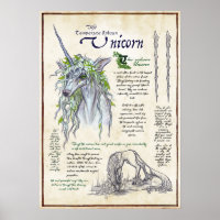 The Unicorn - Mythological Bestiary Page Poster