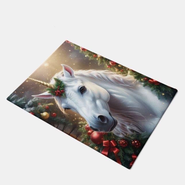 “The Unicorn of Noel” Doormat (Angled)