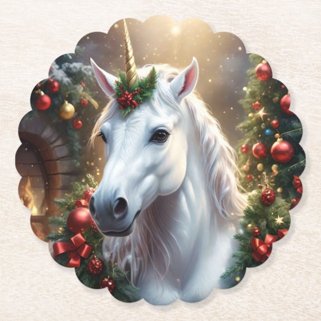 “The Unicorn of Noel” Paper Coaster (Front)