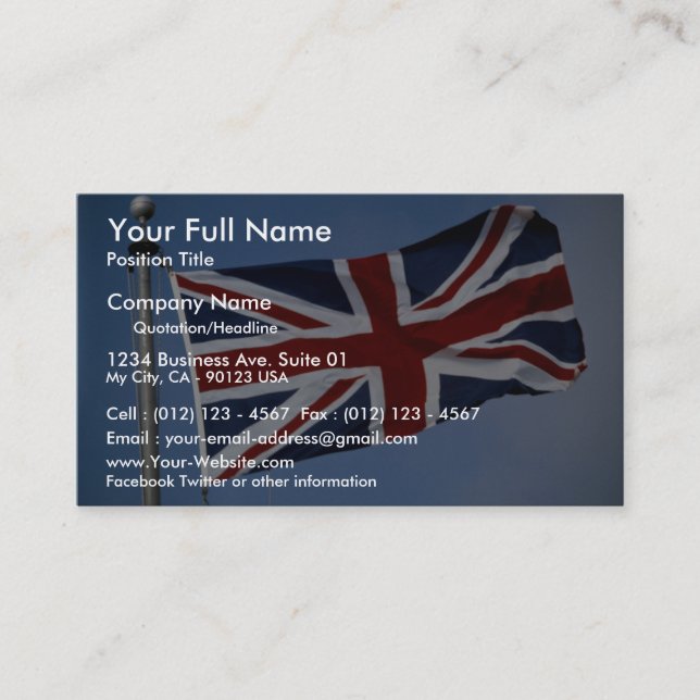 The Union Jack, England Business Card (Front)