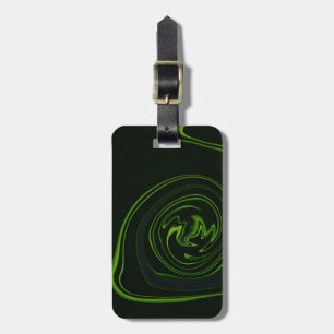 The Unique Black and Green Abstract Stripes Luggage Tag
