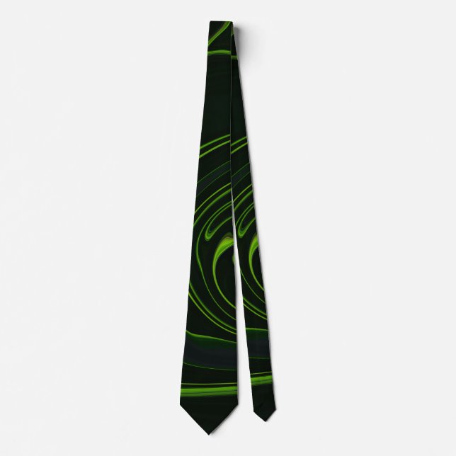 The Unique Black and Green Abstract Stripes Tie (Front)