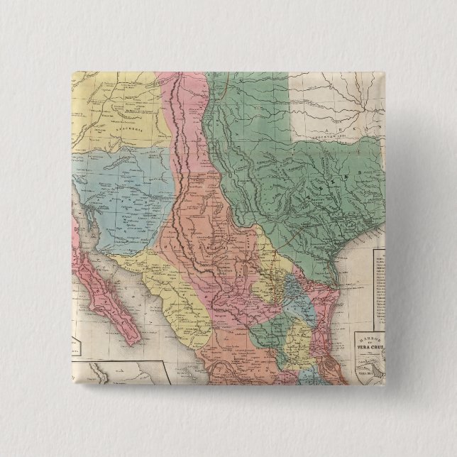 The United States and Mexico 2 Inch Square Button (Front)