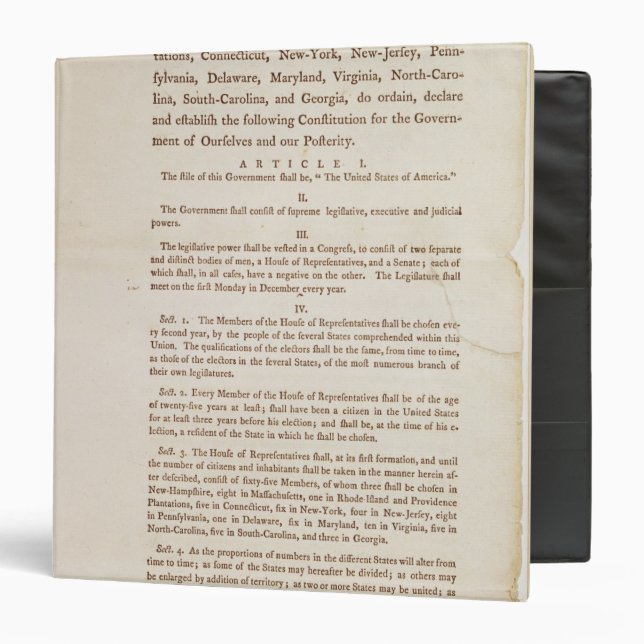 The United States Constitution, 1787 Binder (Front/Inside)