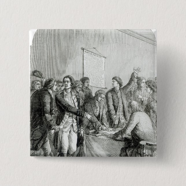 The United States Declaration of Independence 2 Inch Square Button (Front)