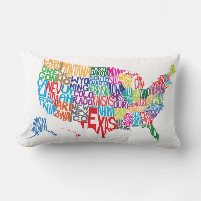 The United States in Names Lumbar Pillow (Front)