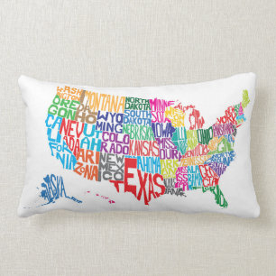 The United States in Names Lumbar Pillow