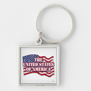 The United States of America with flag distressed Keychain