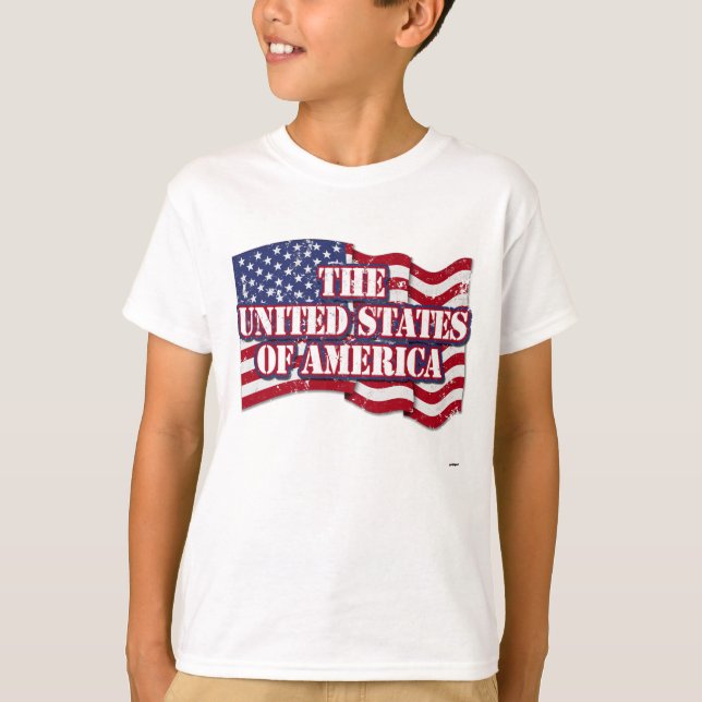 The United States of America with flag distressed T-Shirt (Front)