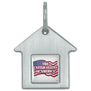 The United States of America with USA flag Pet ID Tag