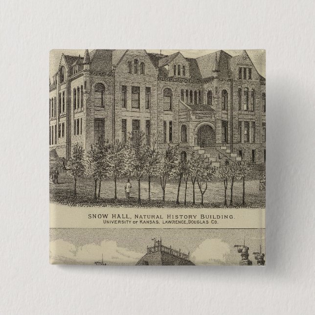 The University of Kansas 2 Inch Square Button (Front)