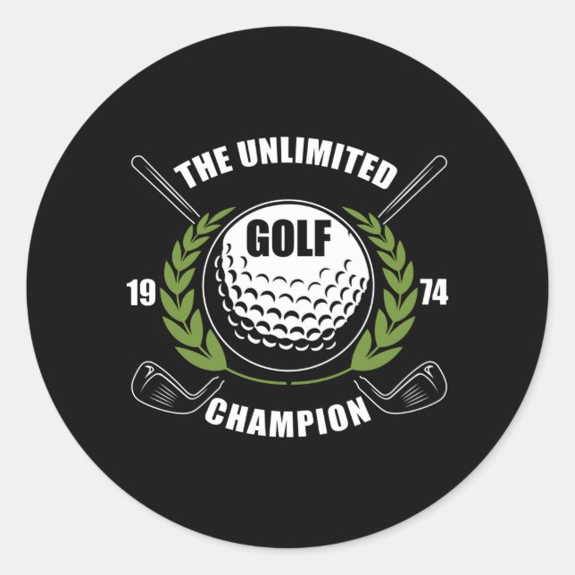 The Unlimited 1974 Golf Champion Golf Player Gift Classic Round Sticker (Front)