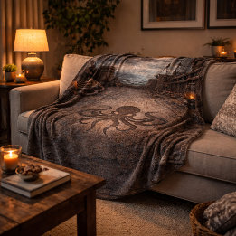 The Unmanned Deck — Pirate Ship Scene Fleece Blanket