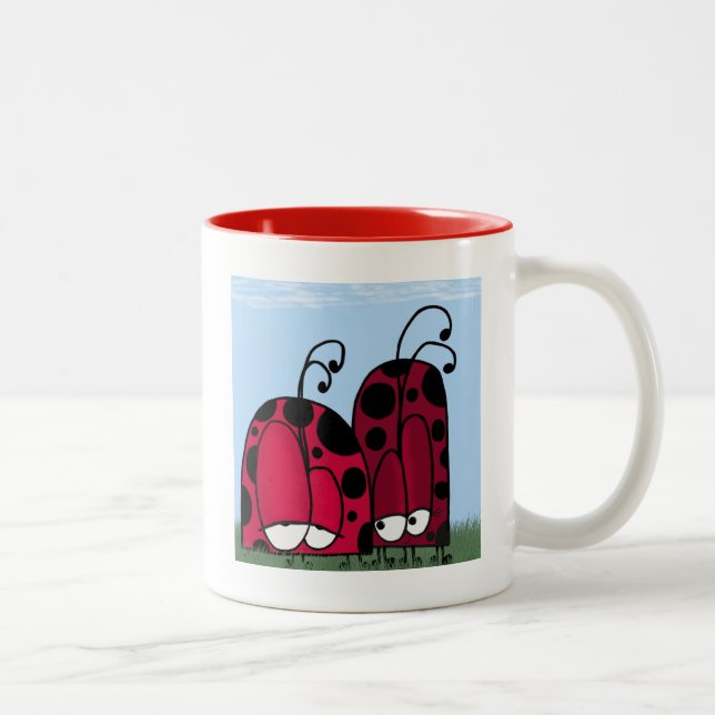 The Unrequited Love Ladybug Illustration Two-Tone Coffee Mug (Right)