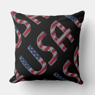 The USA American Flag Colours Typography Souvenir Throw Pillow