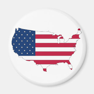 The USA outline map filled with flag Magnet