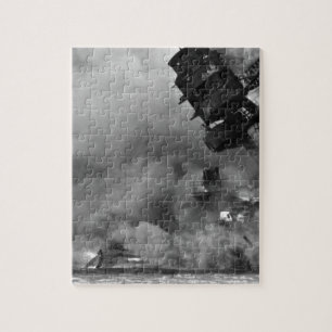 The USS ARIZONA burning after the_War Image Jigsaw Puzzle