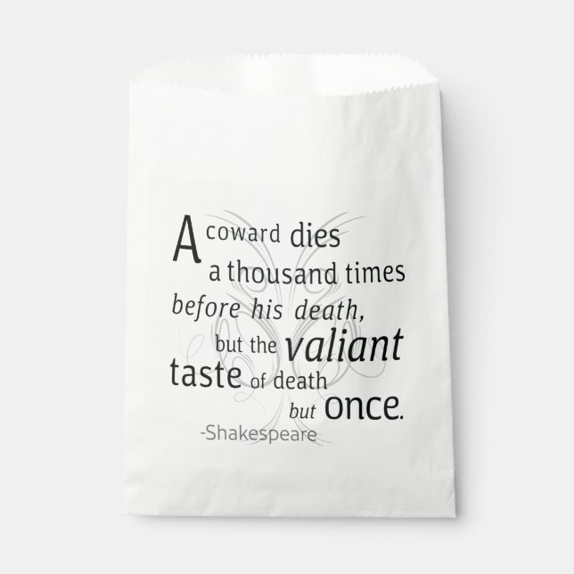 The Valiant die but once Shakespeare Favour Bag (Front)