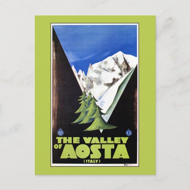 The Valley of Aosta Italy Alps travel poster Postcard (Front)