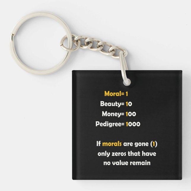 The Value of Morals in Life Keychain (Front)