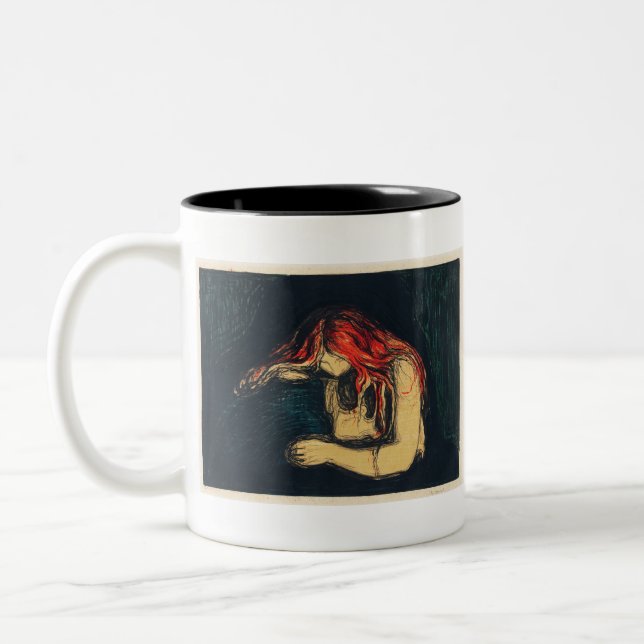 The Vampire II by Edvard Munch Two-Tone Coffee Mug (Left)