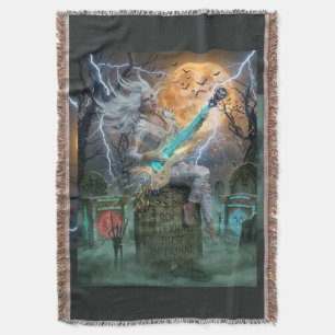 The Vampire Queen’s Electrifying Guitar: Rock Et Throw Blanket