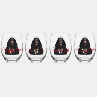 The Vampire Satires Cover Art  Stemless Wine Glass