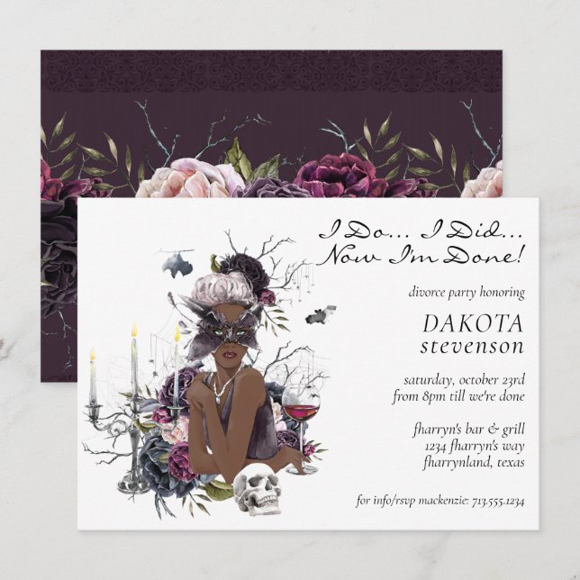 The Vampiress | Moody Gothic Glam Divorce Party Invitation (Front/Back)