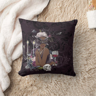 The Vampiress   Moody Gothic Vampy Glam Dark Skin Throw Pillow