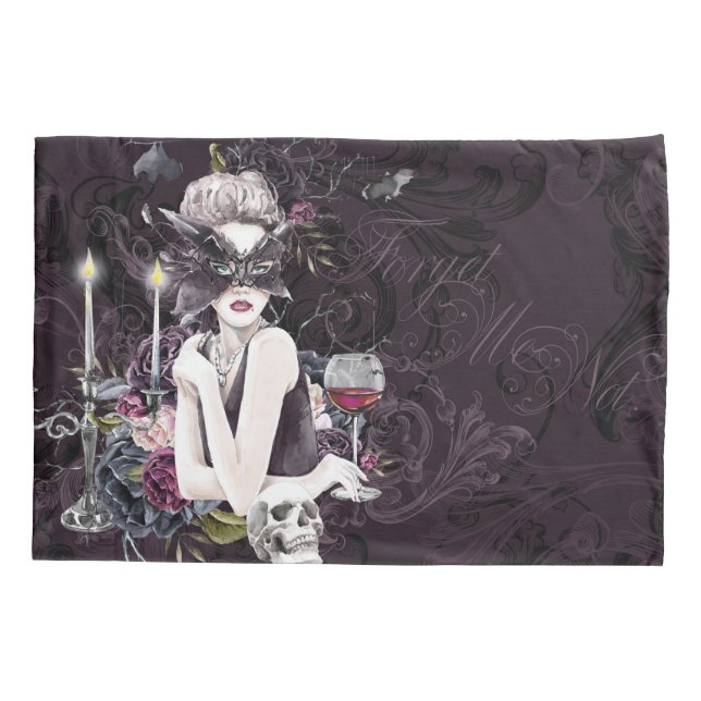 The Vampiress | Moody Gothic Vampy Glam Pale Skin Pillowcase (Back)