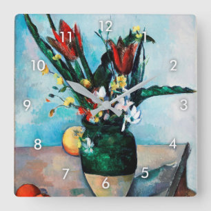 The Vase of Tulips, Paul Cezanne Square Wall Clock