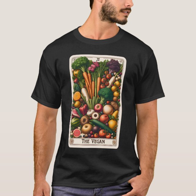 The Vegan Tarot Card Vegetarian Vegetable Lover T-Shirt (Front)