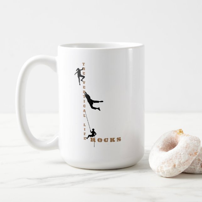 The Vertical Life - Rock Climbing Design Coffee Mug (With Donut)