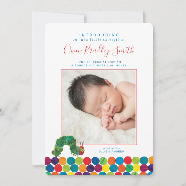 The Very Hungry Caterpillar Birth Announcement (Front)