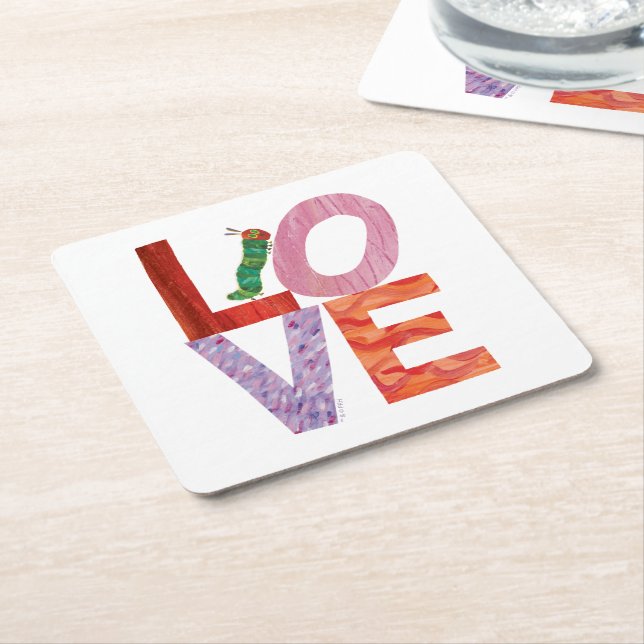 The Very Hungry Caterpillar | LOVE Square Paper Coaster (Angled)