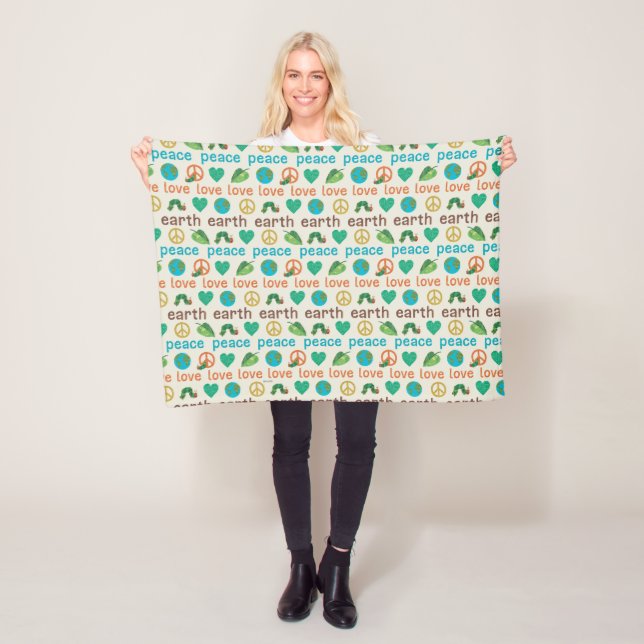 The Very Hungry Caterpillar Peace Love Earth Fleece Blanket (In Situ)