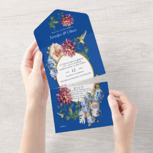The Victorian-Era  Floral Watercolor  All In One Invitation