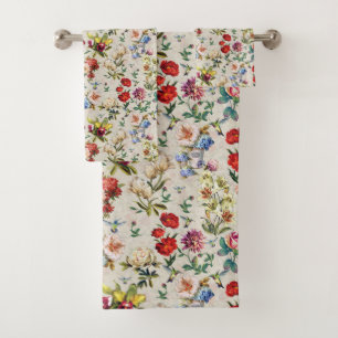 The Victorian-Era  Floral Watercolor Creation Bath Bath Towel Set
