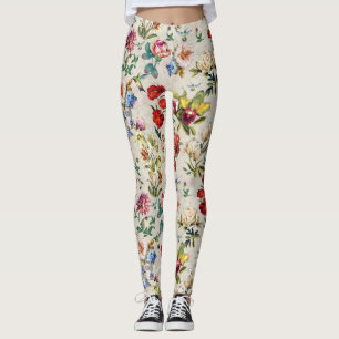 The Victorian-Era  Floral Watercolor Creation Legg Leggings