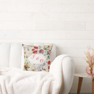 The Victorian-Era  Floral Watercolor Creation Throw Pillow