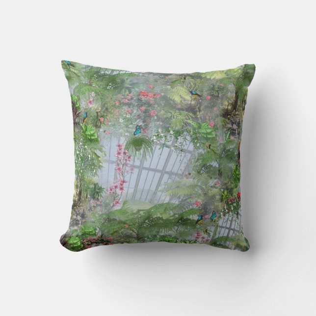 The Victorian Greenhouse Throw Pillow (Front)