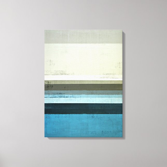 'The View' Blue and Grey Abstract Art Canvas Print (Front)